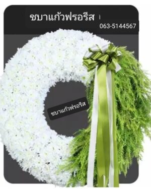 พวงหรีดไม้กระดานทรงกลม Round wooden board wreath